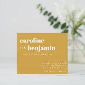 Papier Invitation de mariage moderne chic jaune gras budg (Debout devant)