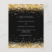 Papier Invitation de mariage moderne en or noir (Devant)