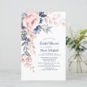 Papier Invitation de mariage moderne florale rose pour un (Debout devant)
