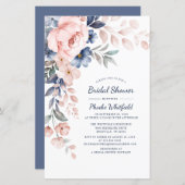 Papier Invitation de mariage moderne florale rose pour un (Devant / Derrière)