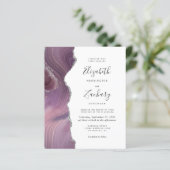 Papier Invitation de mariage moderne mauve argent agate s (Debout devant)