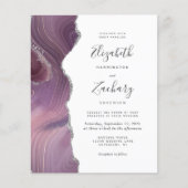 Papier Invitation de mariage moderne mauve argent agate s (Devant)