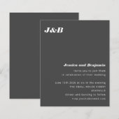 Papier Invitation de mariage moderne noir monogramme budg (Devant / Derrière)