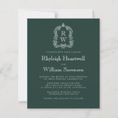Papier Invitation de mariage Monogramme vert de la forêt  (Devant)
