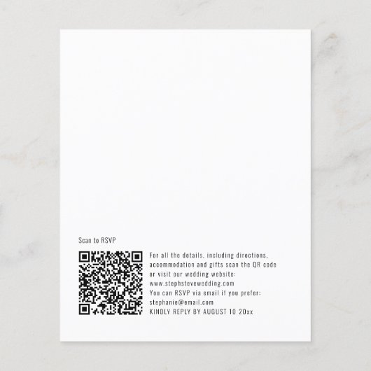 Papier Invitation de mariage noir blanc du code QR du scr (Dos)