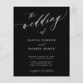 Papier Invitation de mariage noir chic avec script photo  (Devant)