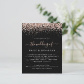 Papier Invitation de mariage noire avec code QR et paille (Debout devant)