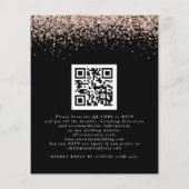 Papier Invitation de mariage noire avec code QR et paille (Dos)