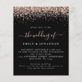 Papier Invitation de mariage noire avec code QR et paille (Devant)