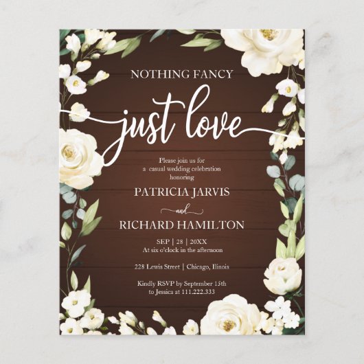 Papier Invitation de mariage pas cher avec fleurs sans pr (Devant)
