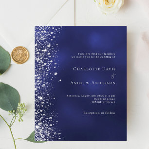 Papier Invitation de mariage pas chère à paillettes argen