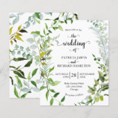 Papier Invitation de mariage pas chère avec verdure à l'a (Devant / Derrière)