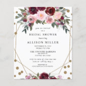 Papier Invitation de mariage pas chère Burgundy Gold (Devant)