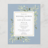 Papier Invitation de mariage pas chère Dusty Blue avec ve (Devant)