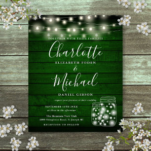 Papier Invitation de mariage pas chère en bois vert avec 