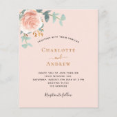 Papier Invitation de mariage pas chère rose or pêche (Devant)