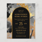 Papier Invitation de mariage PHOTO abstrait chic or budge (Devant)