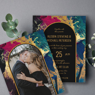 Papier Invitation de mariage PHOTO arche or résumé budget