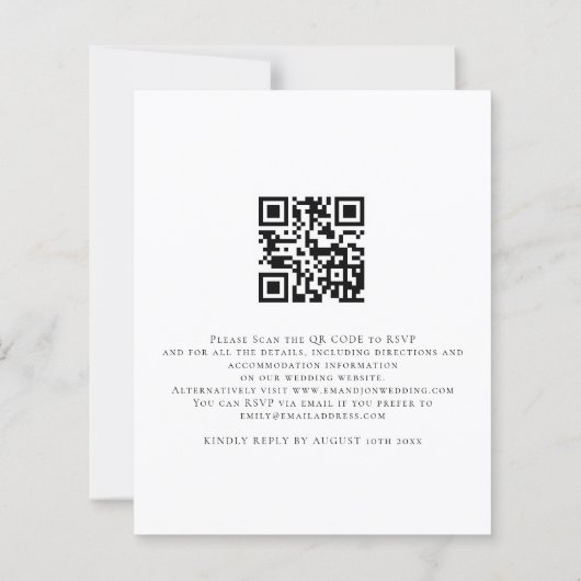 Papier Invitation de mariage photo avec code QR Budget We (Dos)