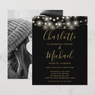 Papier Invitation de mariage photo avec lumières noires e