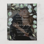Papier Invitation de mariage photo eucalyptus code QR bud (Devant)