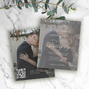 Papier Invitation de mariage photo moderne code QR budget