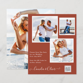 Papier Invitation de mariage PHOTO moderne CODE QR RSVP C