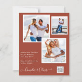Papier Invitation de mariage PHOTO moderne CODE QR RSVP C (Devant)