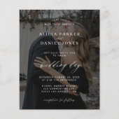 Papier Invitation de mariage photo noire code QR budget (Devant)