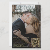 Papier Invitation de mariage photo QR script or budget (Dos)