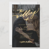 Papier Invitation de mariage photo QR script or budget (Devant)