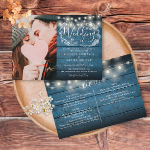Papier Invitation de mariage photo rustique bleu tout com