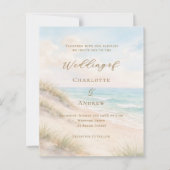 Papier Invitation de mariage plage côtière océan (Devant)