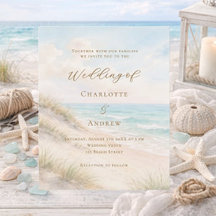 Papier Invitation de mariage plage côtière océan