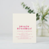 Papier Invitation de mariage rétro groovy années 70 rouge (Debout devant)