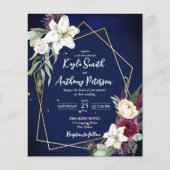 Papier Invitation de mariage rose bleu marine budget (Devant)
