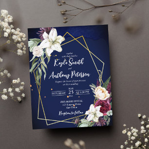 Papier Invitation de mariage rose bleu marine budget