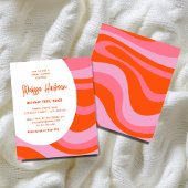 Papier Invitation de mariage rose bon marché et groovy