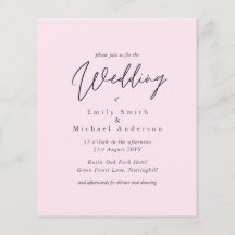 Invitation de mariage rose couleur tendance BUDGET