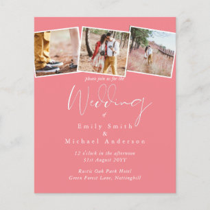 Papier Invitation de mariage rose couleur tendance BUDGET