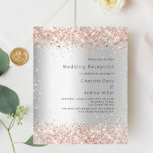 Papier Invitation de mariage rose en argent