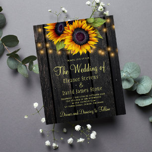 Papier Invitation de mariage rustique campagne tournesol 