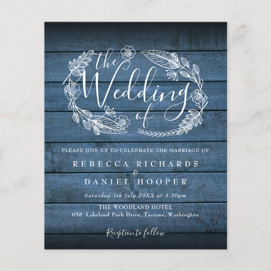 Papier Invitation de mariage rustique en bois à feuillage (Devant)