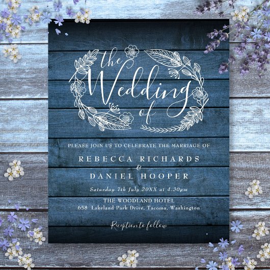 Papier Invitation de mariage rustique en bois à feuillage
