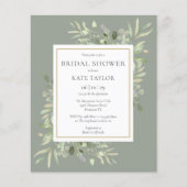 Papier Invitation de mariage sage vert Budget pour une fê (Devant)