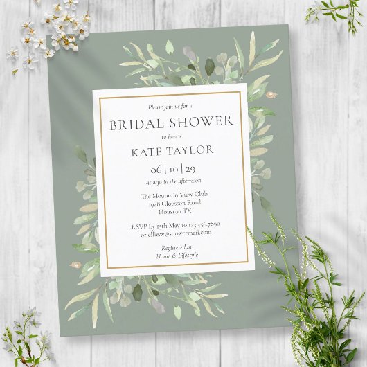 Papier Invitation de mariage sage vert Budget pour une fê