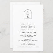 Papier Invitation de mariage simple avec monogramme en ar (Devant / Derrière)