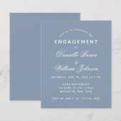 Papier Invitation de mariage simple bleu poussiéreux Budg (Devant / Derrière)