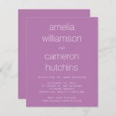 Papier Invitation de mariage simple chic violet (Devant / Derrière)