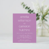 Papier Invitation de mariage simple chic violet pas cher (Debout devant)